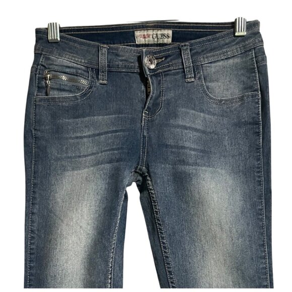 Guess Womens Blue Mid-Rise Cropped Skinny Jeans Size 25 Button Hem Stretch Denim - Picture 5 of 9